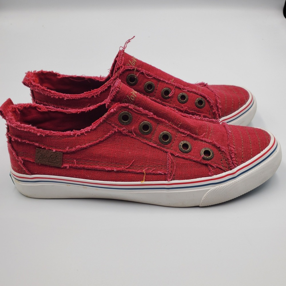 Blowfish Malibu Marley Red Canvas Distressed Slip On Sneakers ZS0011 Womens 7.5